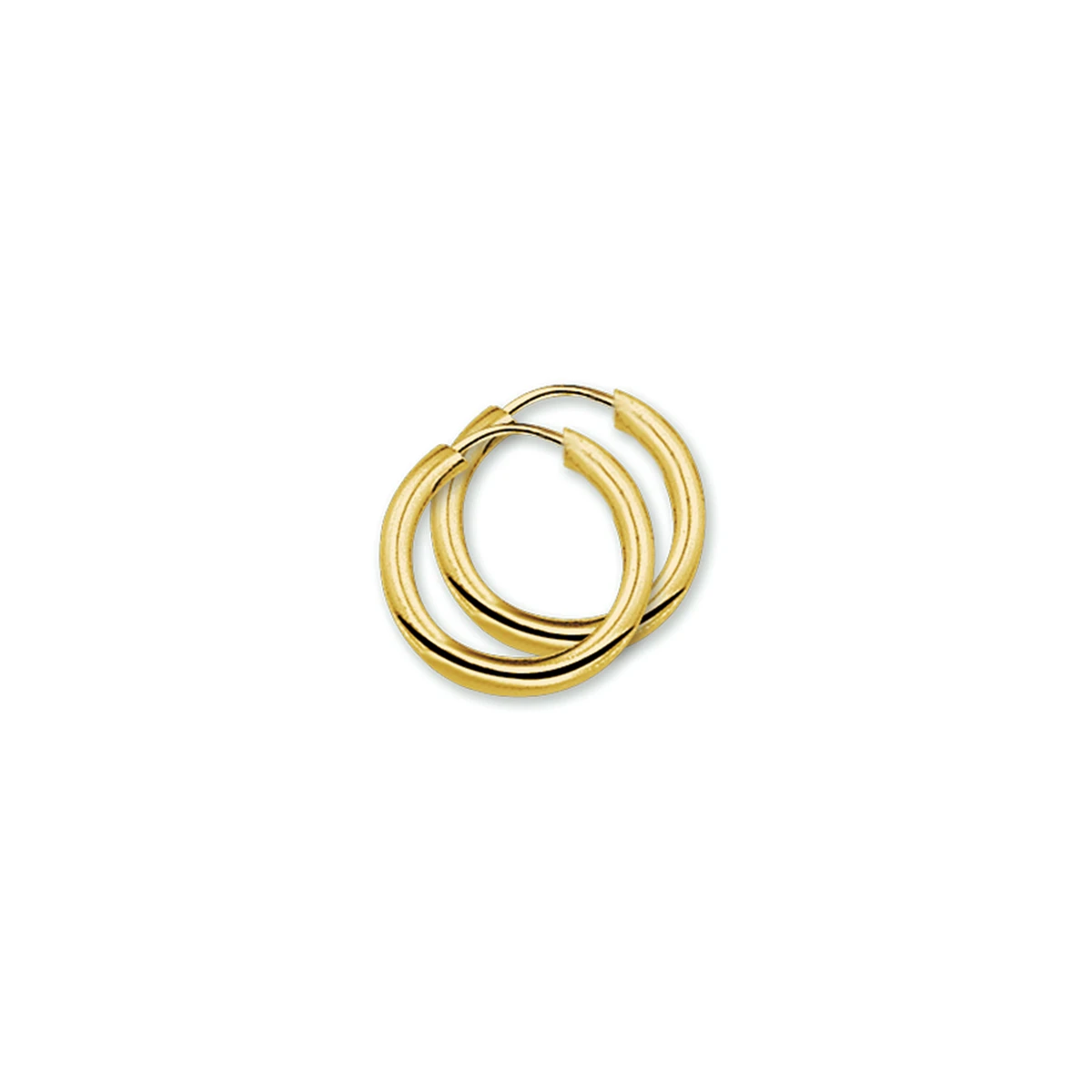 oorringen 2,5 mm ronde buis 14K geelgoud
