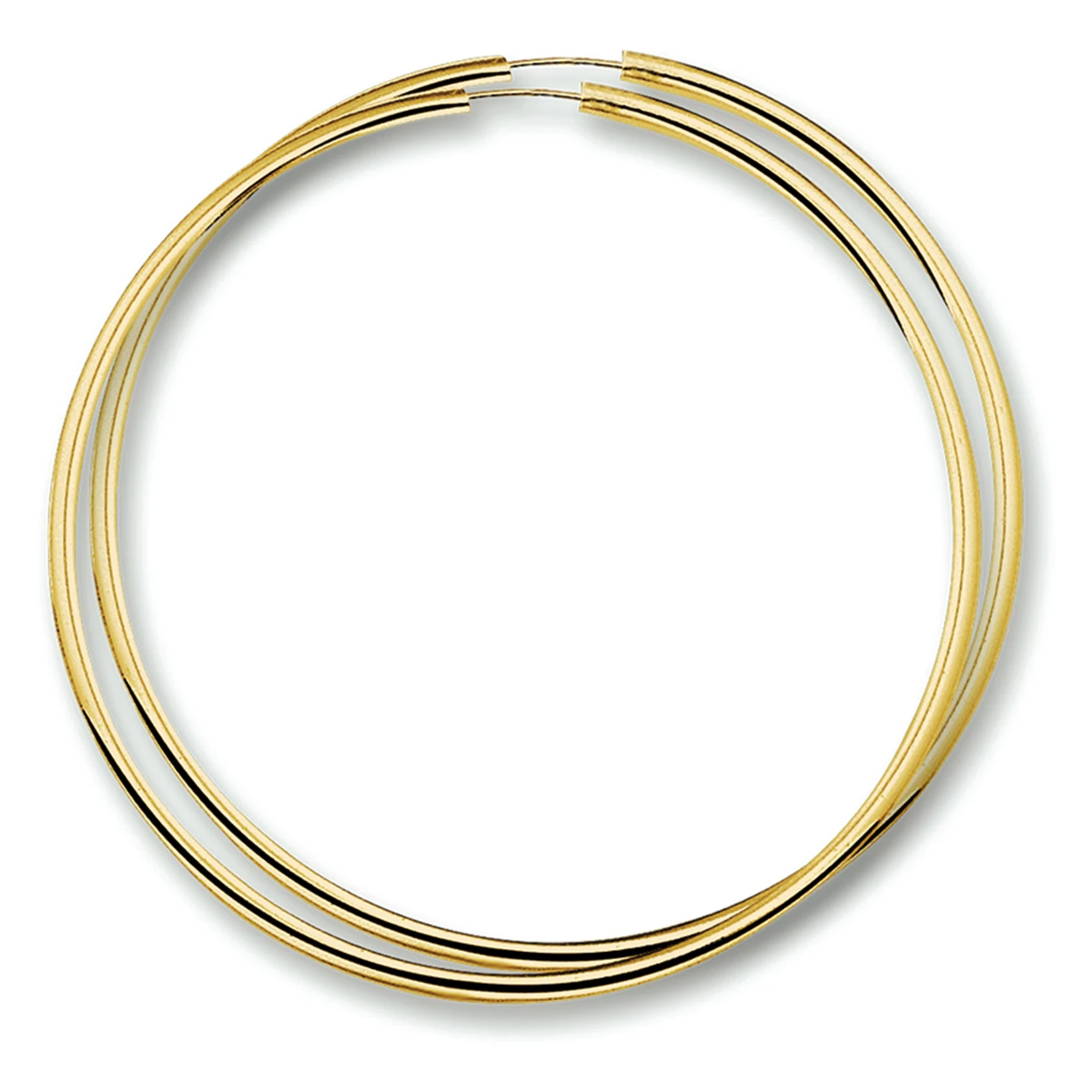 oorringen 2,5 mm ronde buis 14K geelgoud