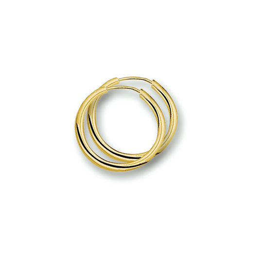 oorringen 2,5 mm ronde buis 14K geelgoud
