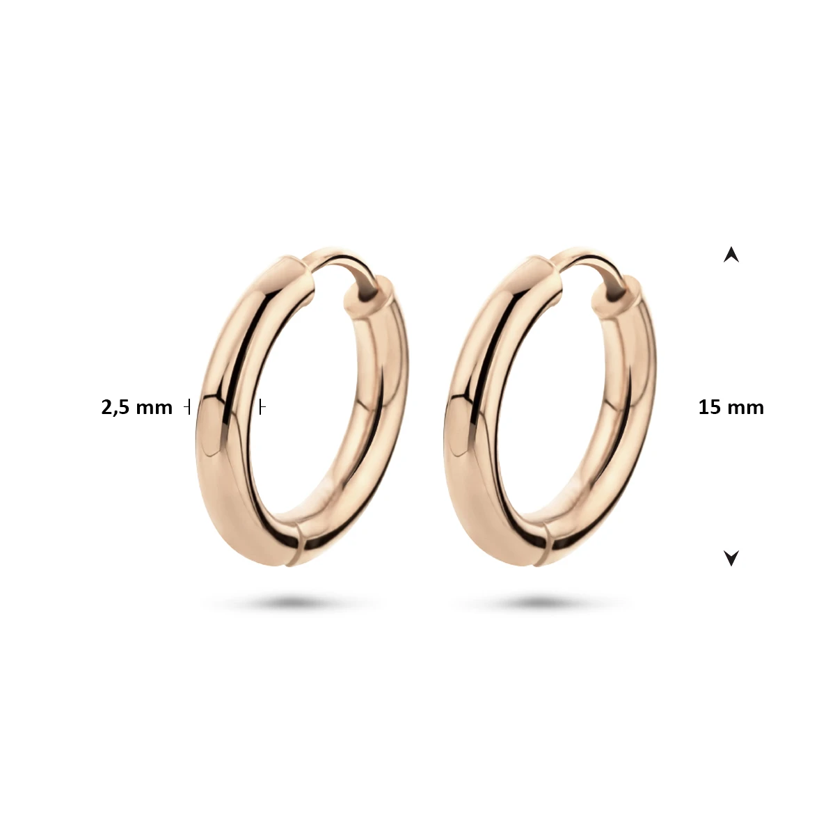 oorringen 2,5 mm ronde buis 14K roségoud