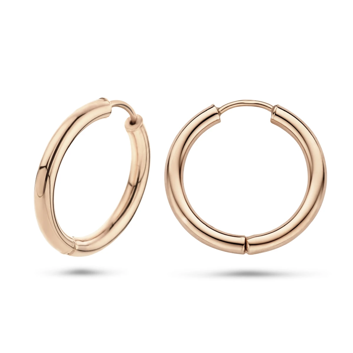 oorringen 2,5 mm ronde buis 14K roségoud
