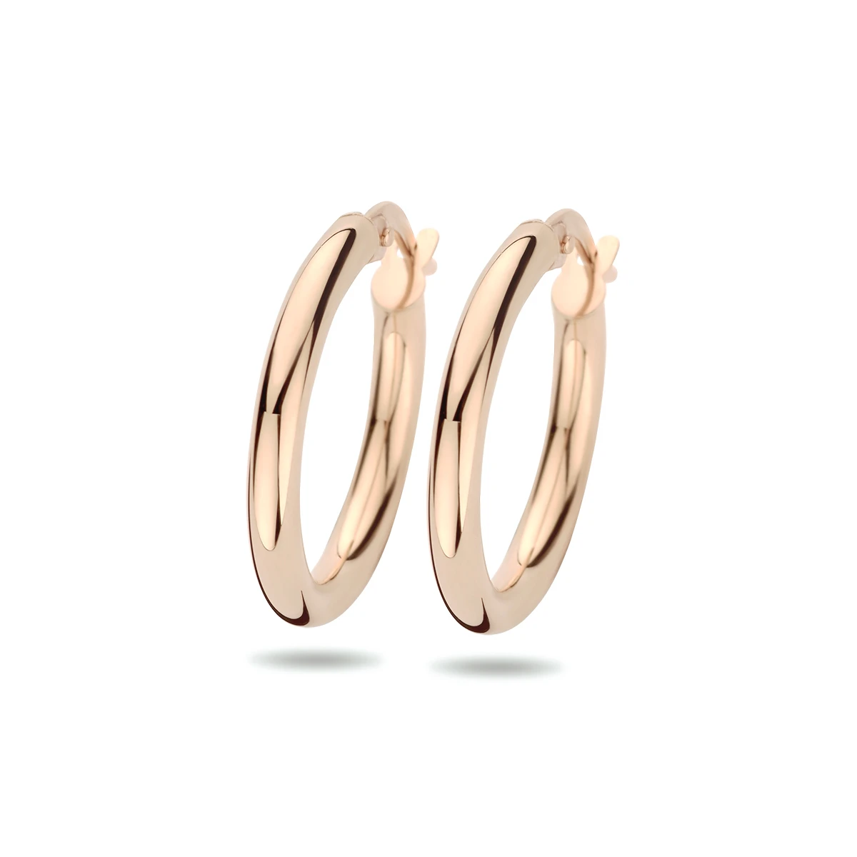 oorringen 2,5 mm ronde buis 14K roségoud