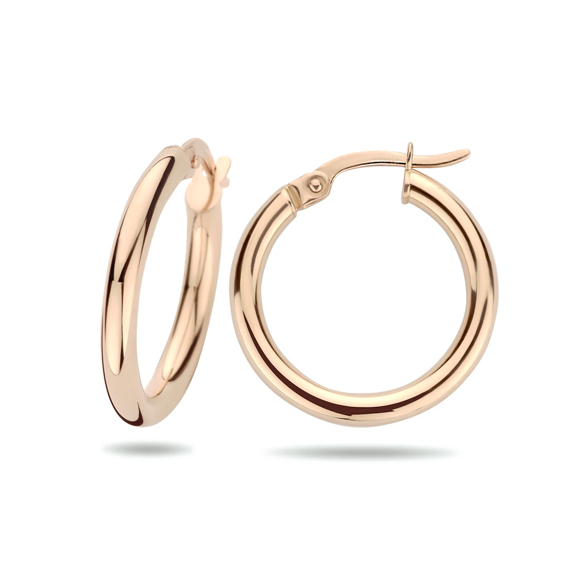 oorringen 2,5 mm ronde buis 14K roségoud