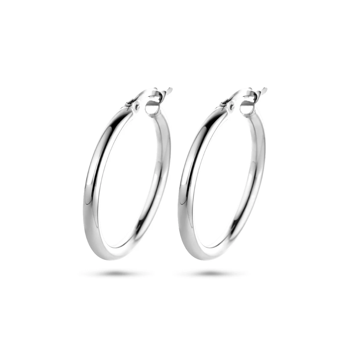 oorringen 2,5 mm ronde buis 14K witgoud