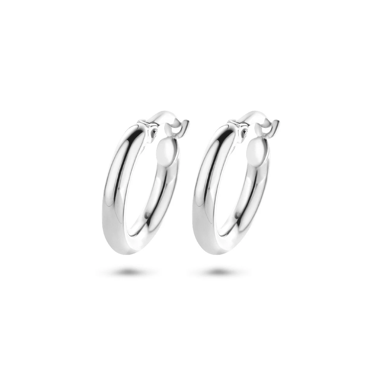 oorringen 2,5 mm ronde buis 14K witgoud