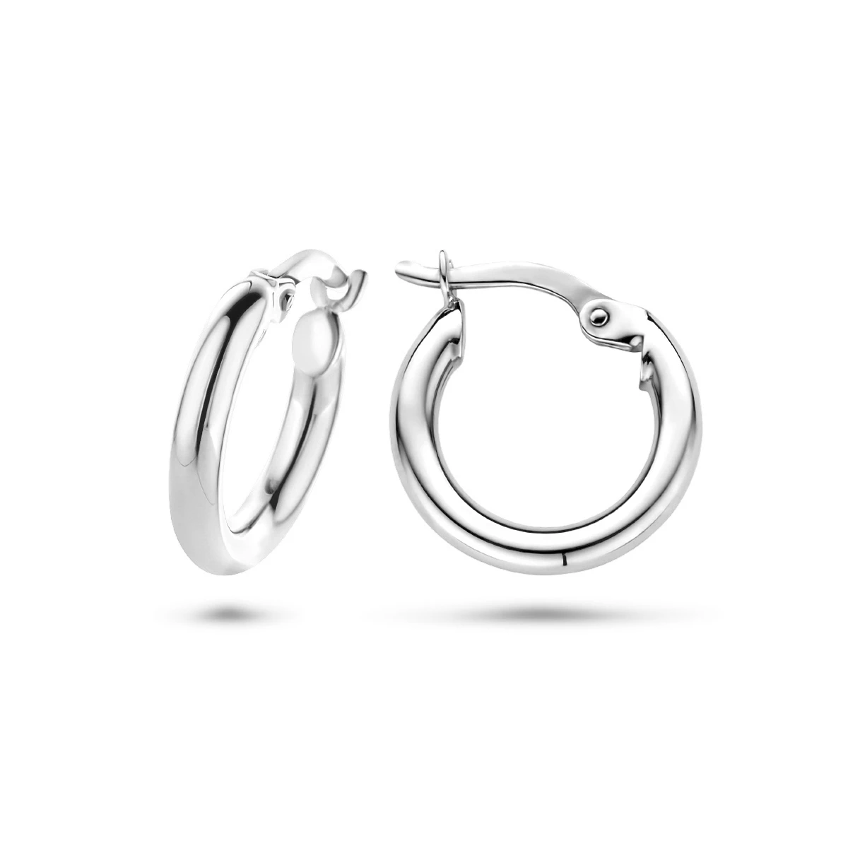 oorringen 2,5 mm ronde buis 14K witgoud