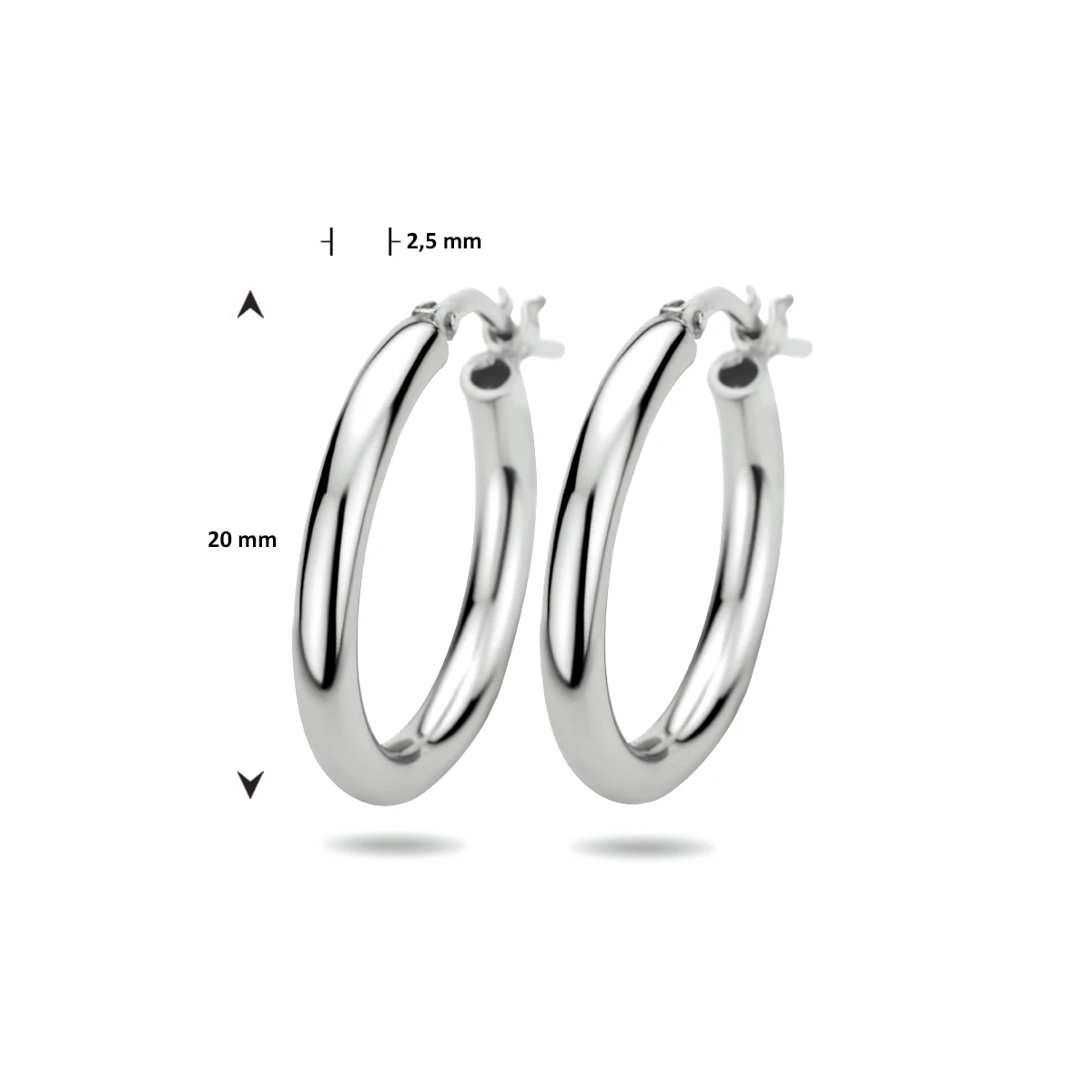 oorringen 2,5 mm ronde buis zilver gerhodineerd