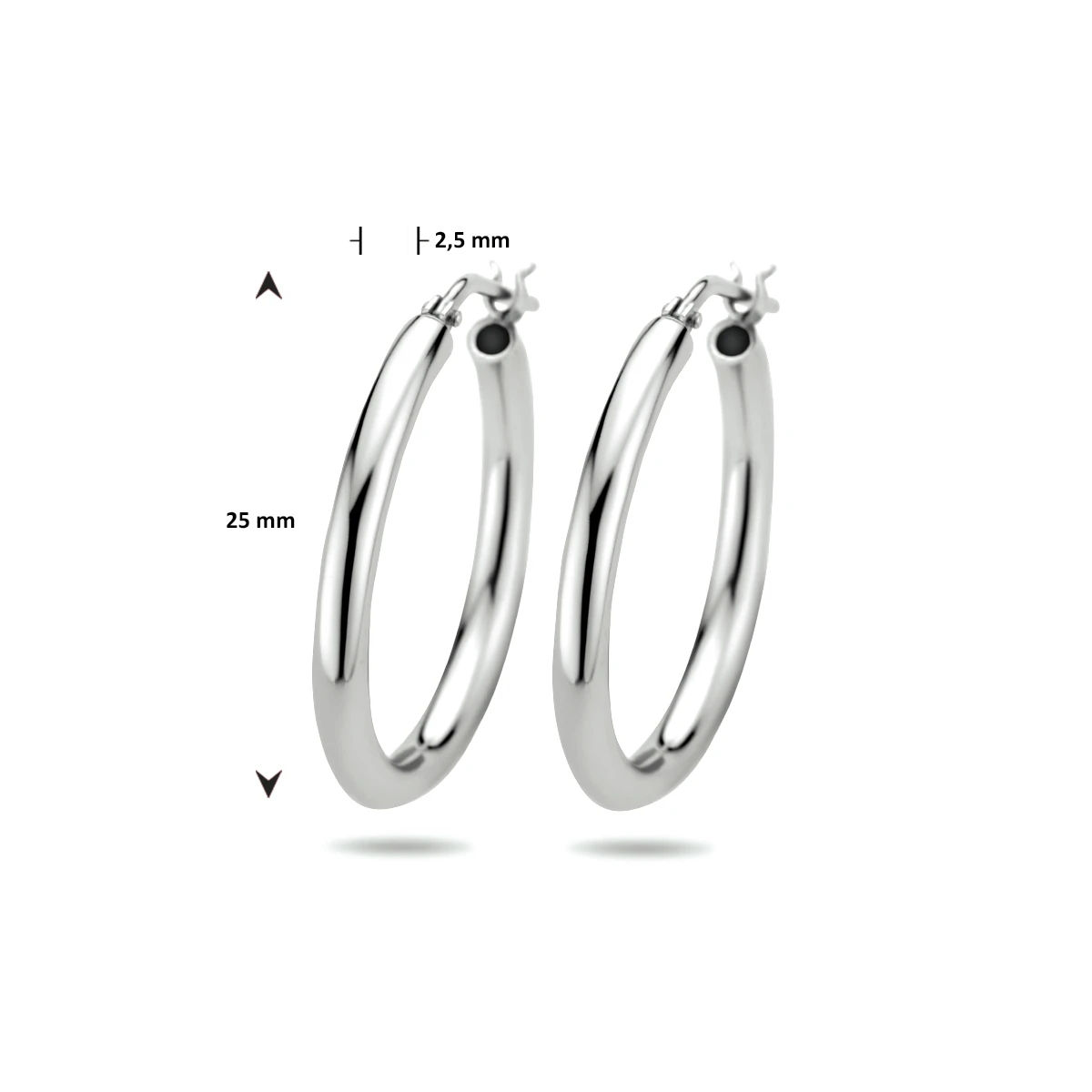 oorringen 2,5 mm ronde buis zilver gerhodineerd