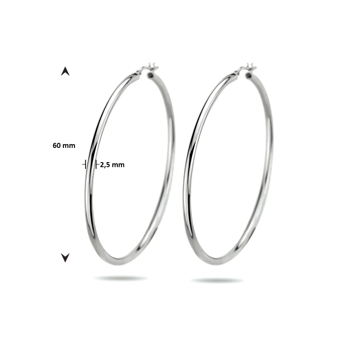 oorringen 2,5 mm ronde buis zilver gerhodineerd