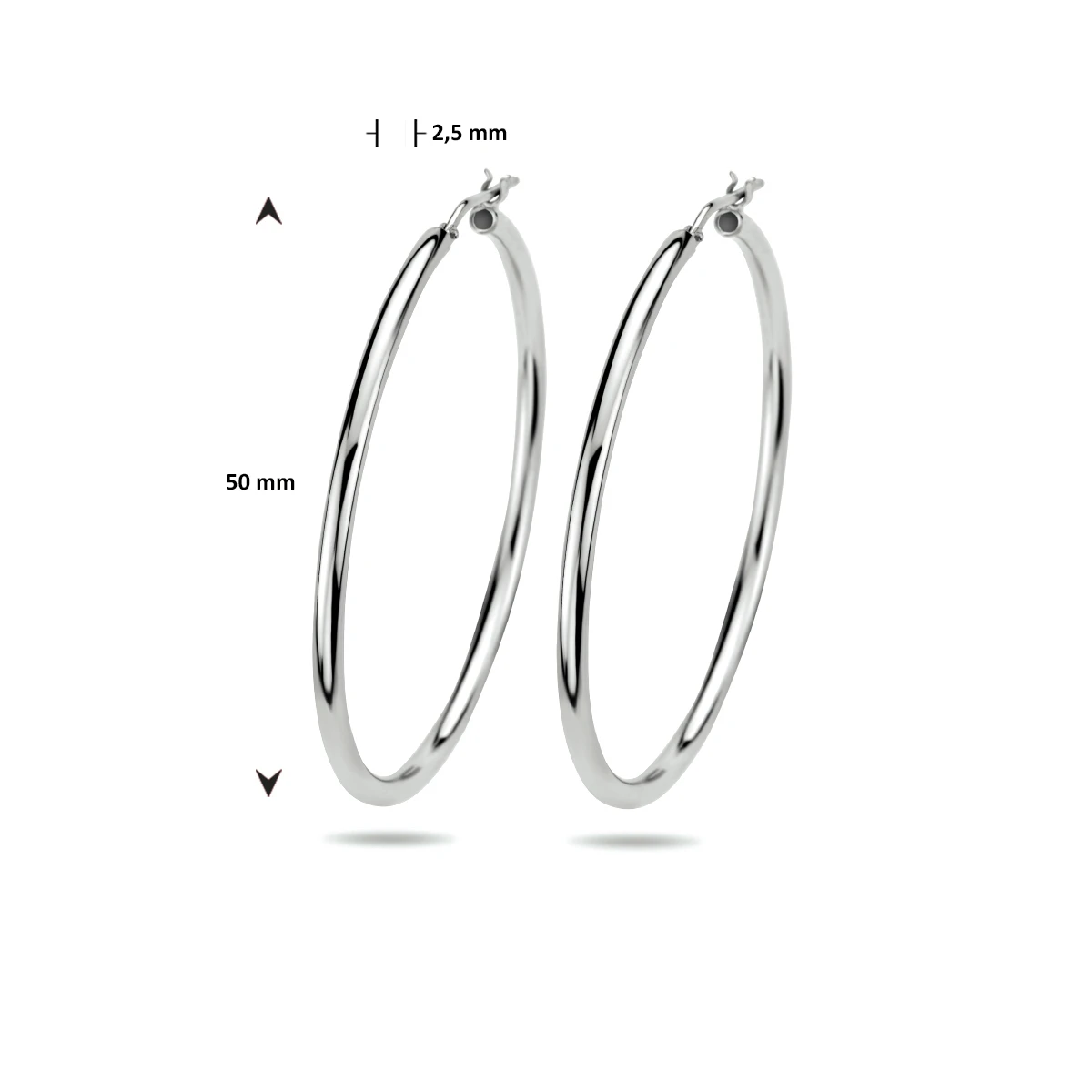 oorringen 2,5 mm ronde buis zilver gerhodineerd