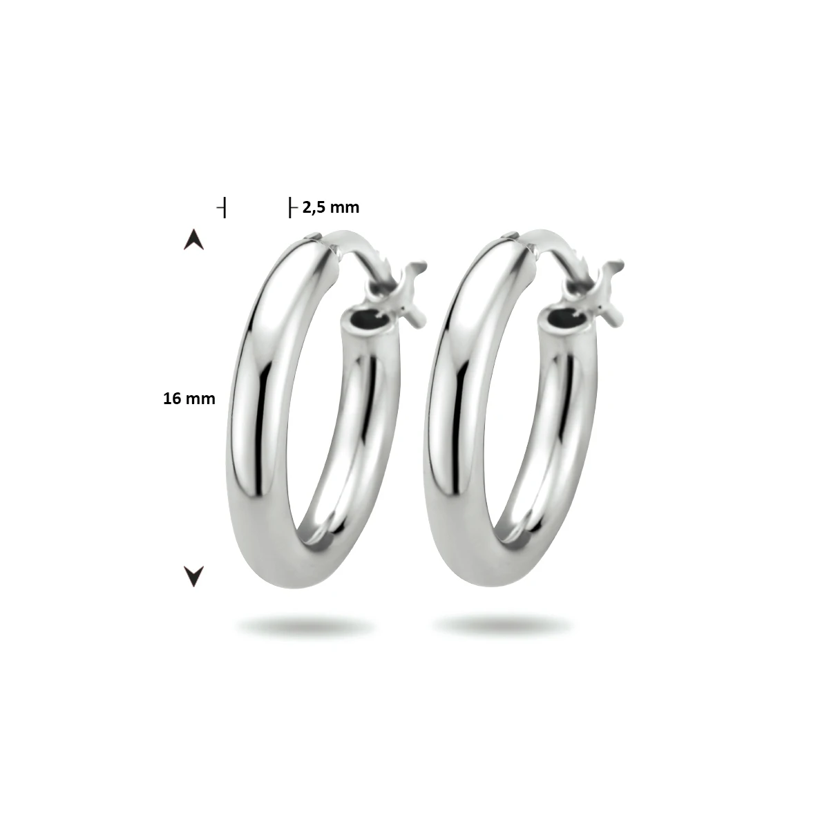 oorringen 2,5 mm ronde buis zilver gerhodineerd