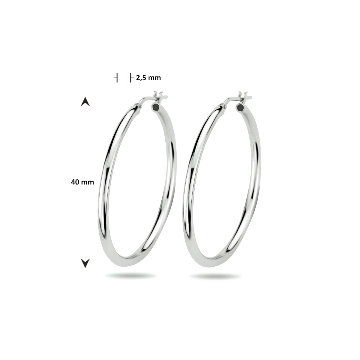 oorringen 2,5 mm ronde buis zilver gerhodineerd