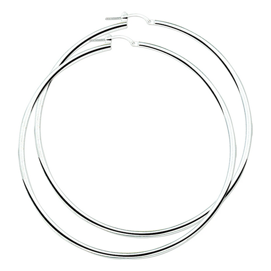 oorringen 2,5 mm ronde buis zilver wit