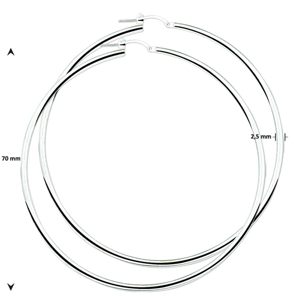 oorringen 2,5 mm ronde buis zilver wit