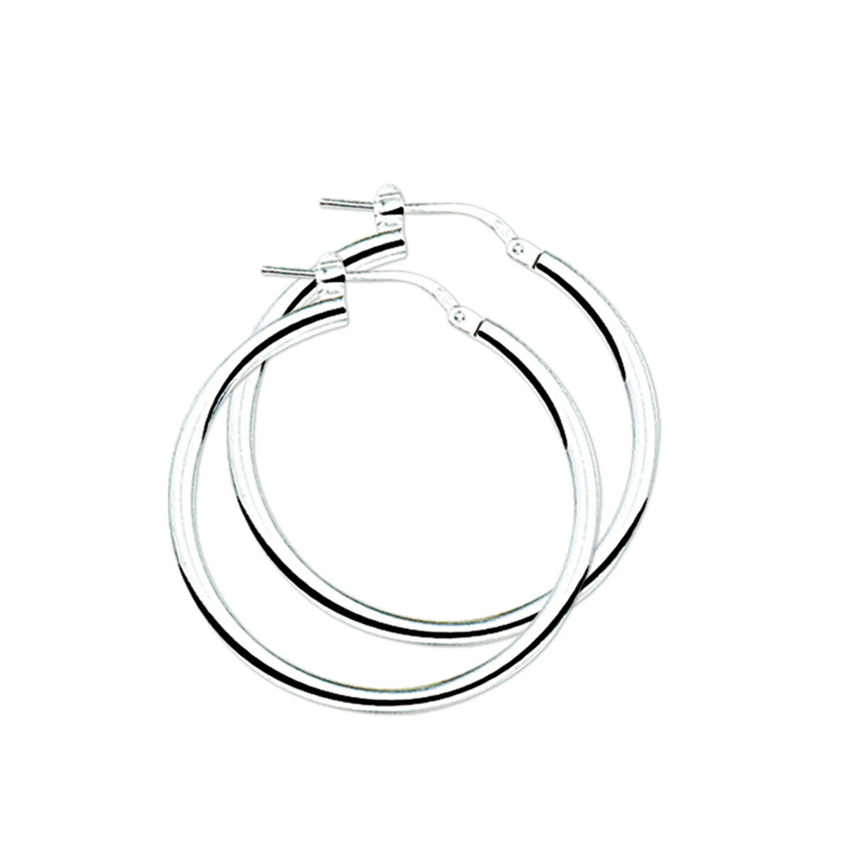 oorringen 2,5 mm ronde buis zilver wit