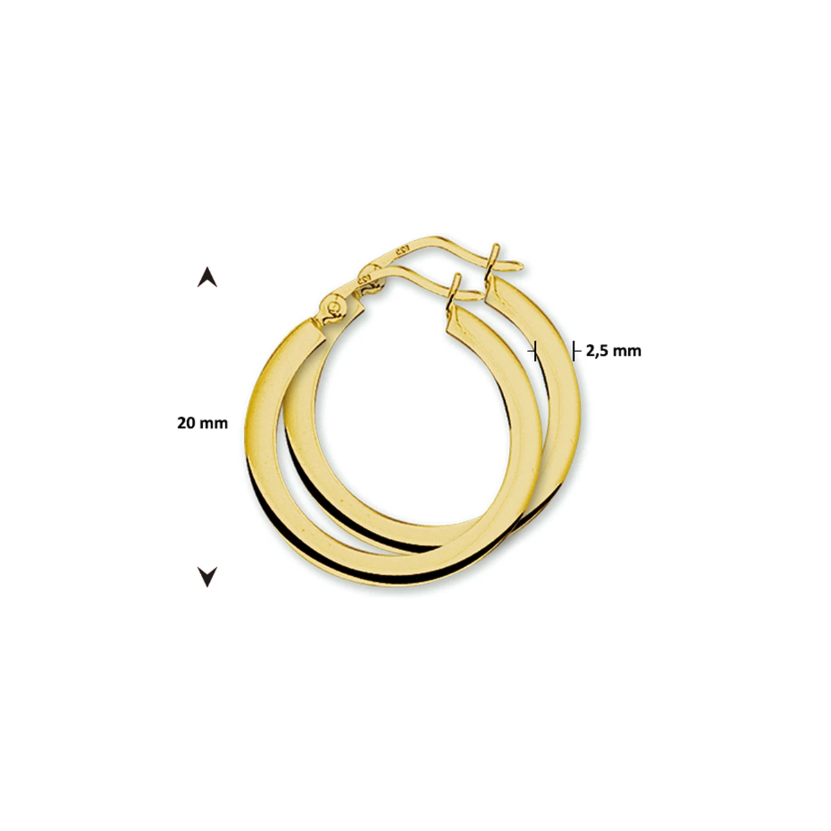 oorringen 2,5 mm vierkant 14K geelgoud