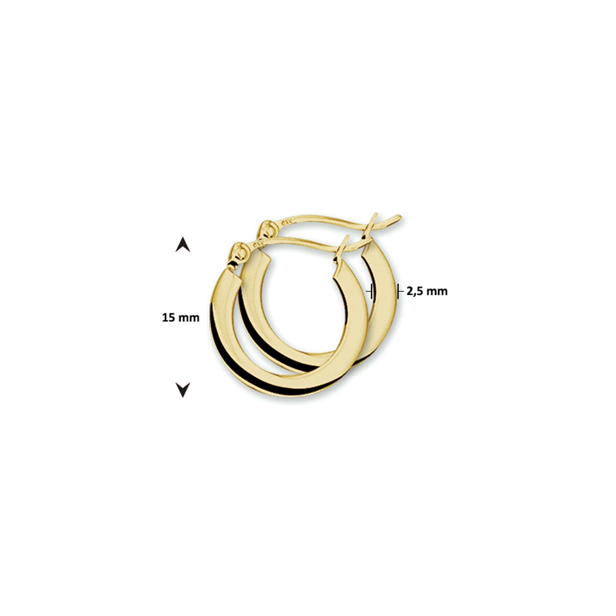oorringen 2,5 mm vierkant 14K geelgoud
