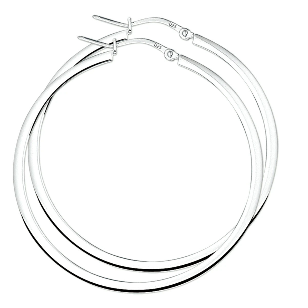 oorringen 2,5 mm vierkante buis zilver wit