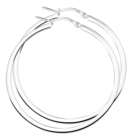oorringen 2,5 mm vierkante buis zilver wit