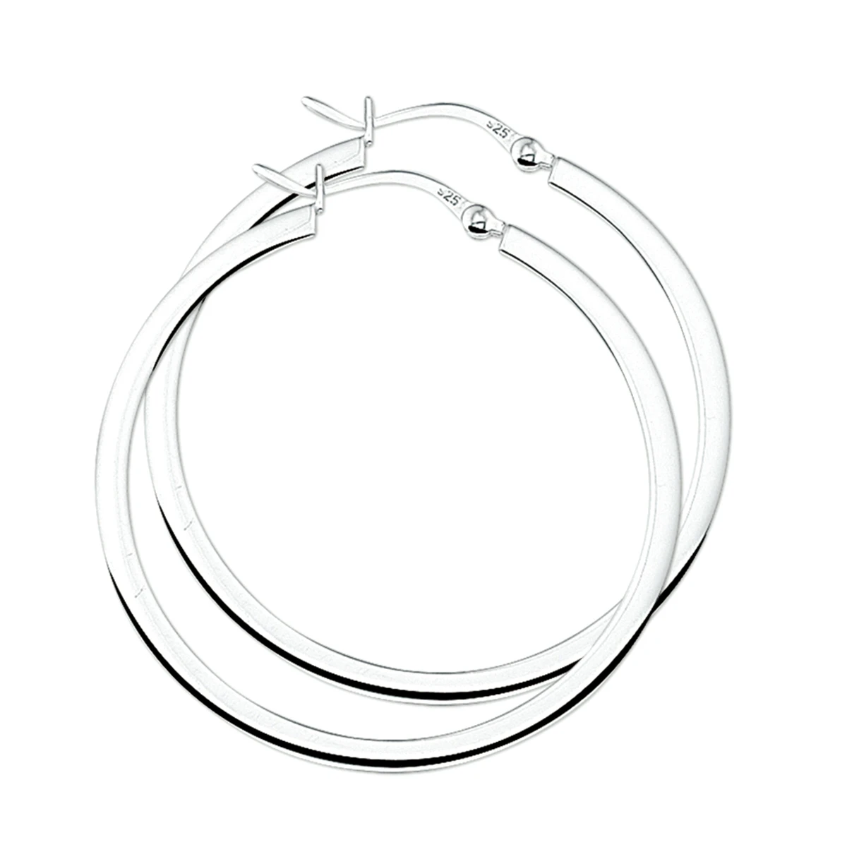 oorringen 2,5 mm vierkante buis zilver wit