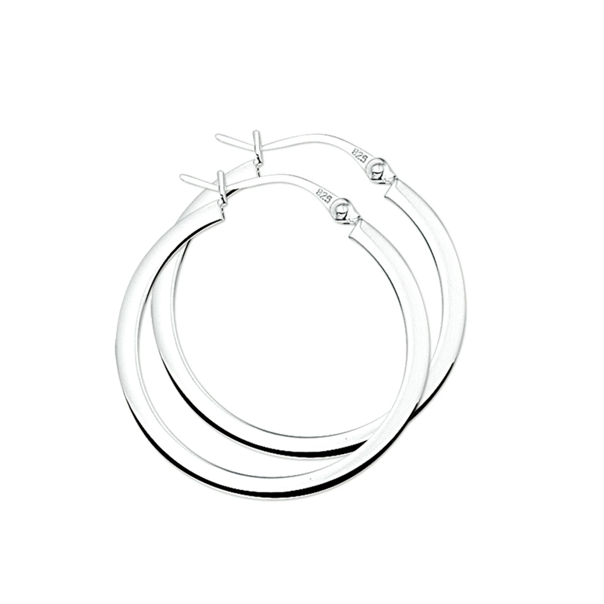 oorringen 2,5 mm vierkante buis zilver wit