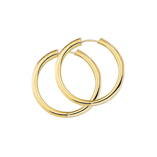oorringen 3,0 mm ronde buis 14K geelgoud