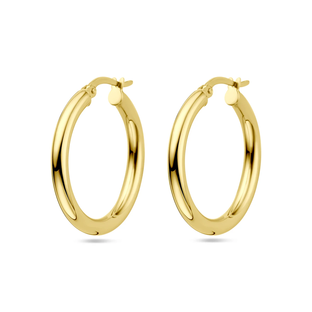 oorringen 3,0 mm ronde buis 14K geelgoud