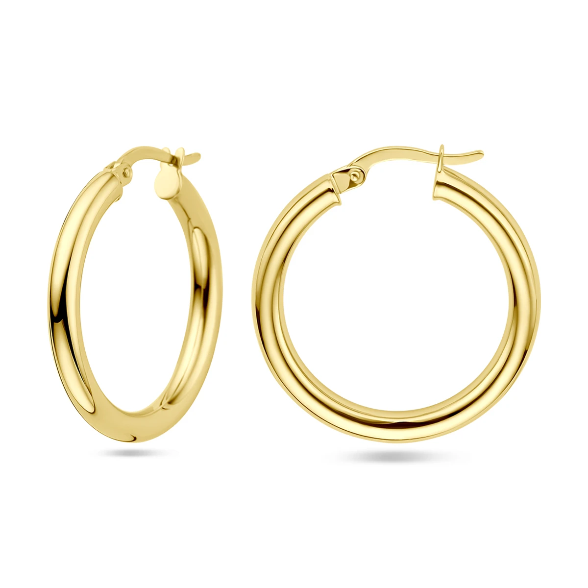 oorringen 3,0 mm ronde buis 14K geelgoud