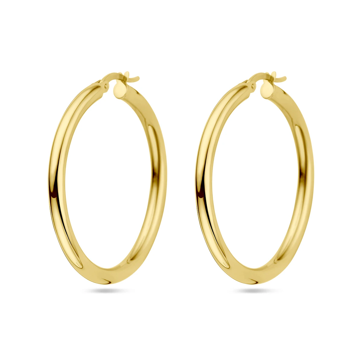oorringen 3,0 mm ronde buis 14K geelgoud