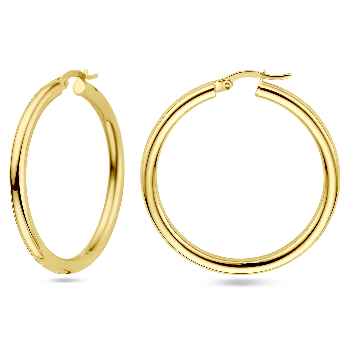 oorringen 3,0 mm ronde buis 14K geelgoud