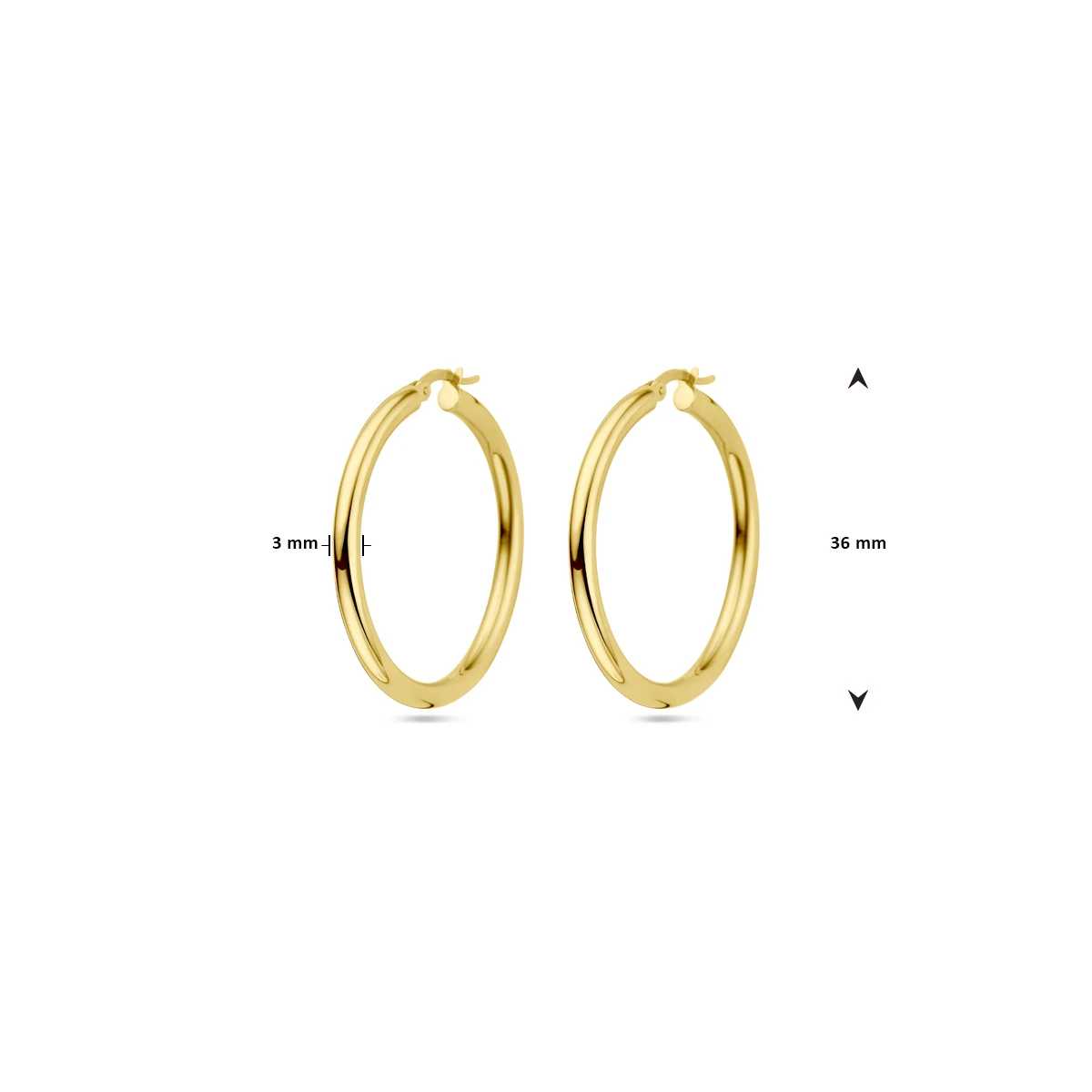 oorringen 3,0 mm ronde buis 14K geelgoud