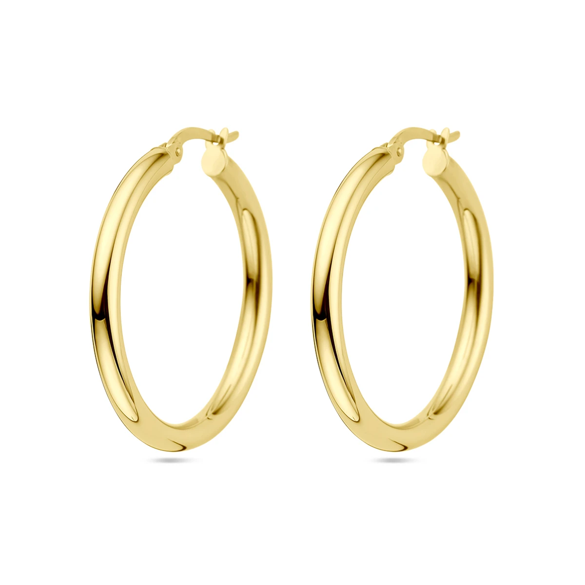 oorringen 3,0 mm ronde buis 14K geelgoud