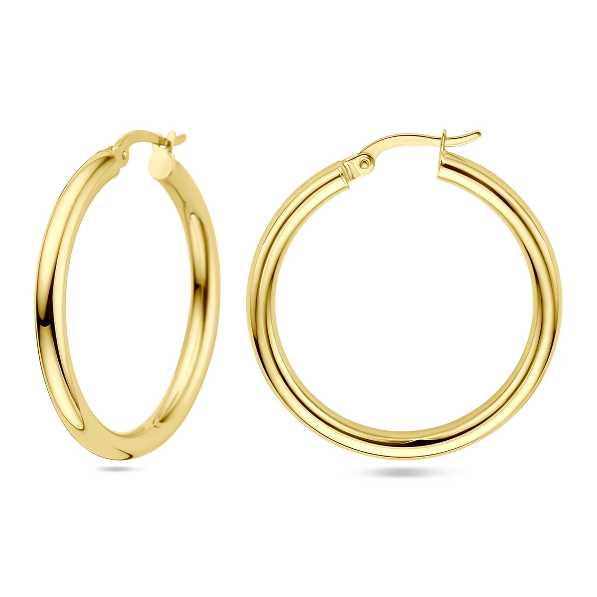 oorringen 3,0 mm ronde buis 14K geelgoud