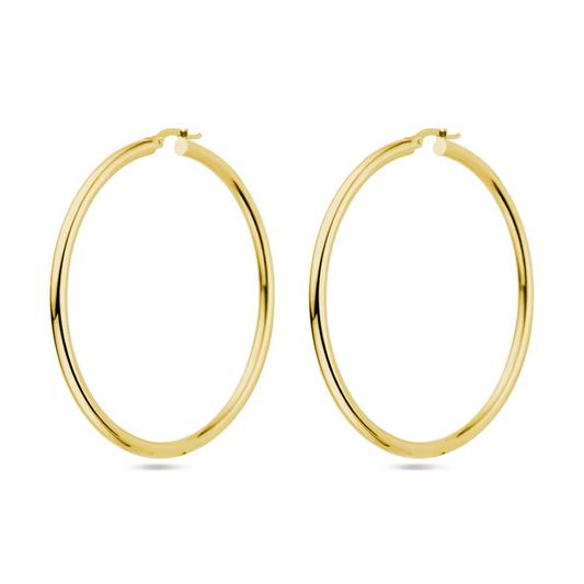 oorringen 3,0 mm ronde buis 14K geelgoud