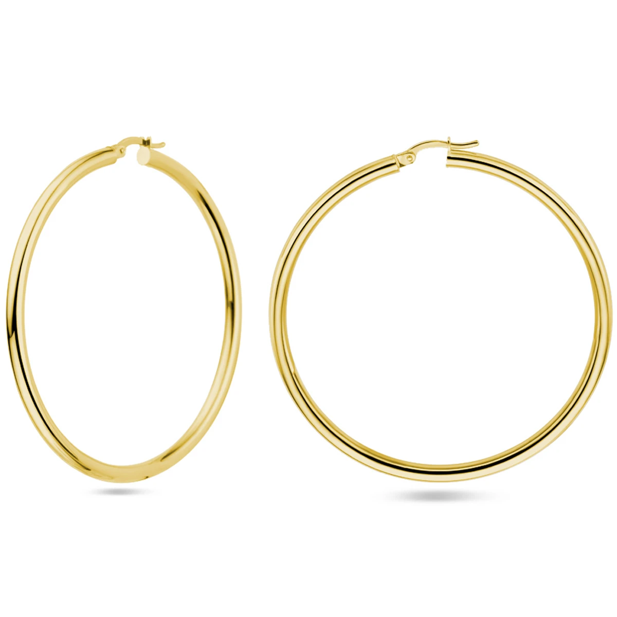 oorringen 3,0 mm ronde buis 14K geelgoud
