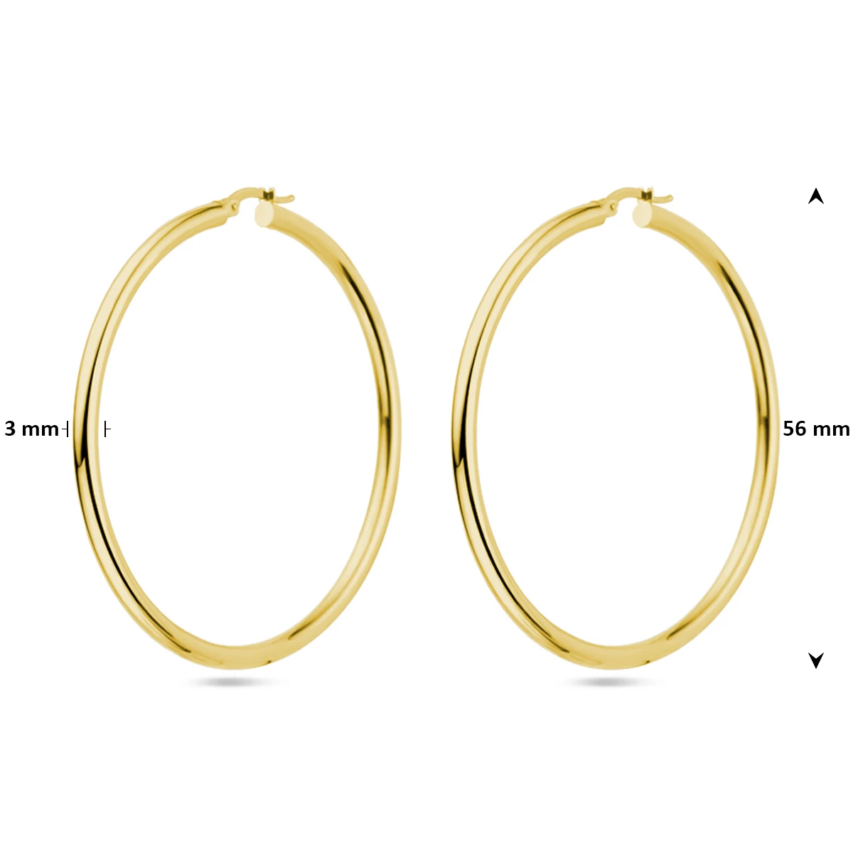 oorringen 3,0 mm ronde buis 14K geelgoud