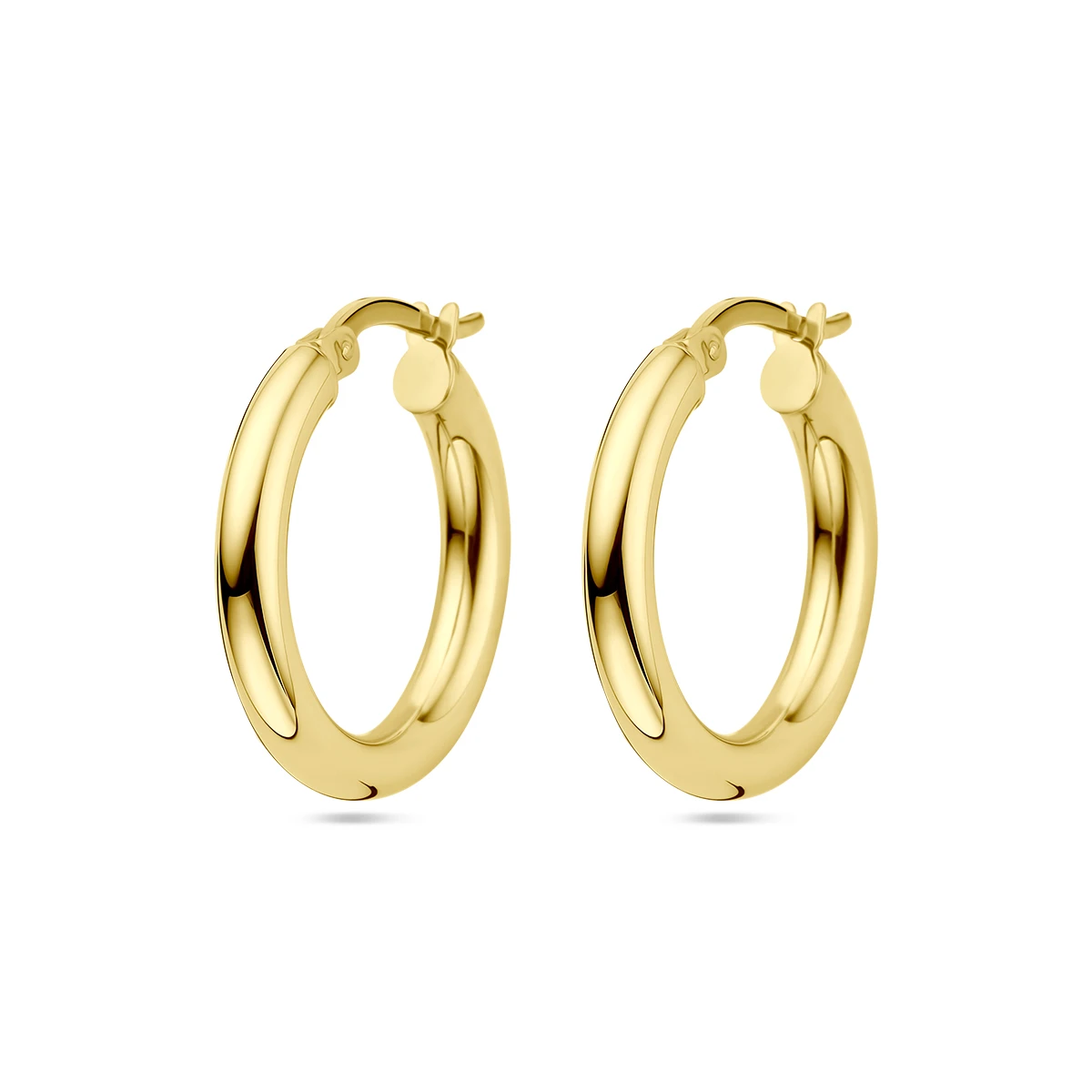oorringen 3,0 mm ronde buis 14K geelgoud