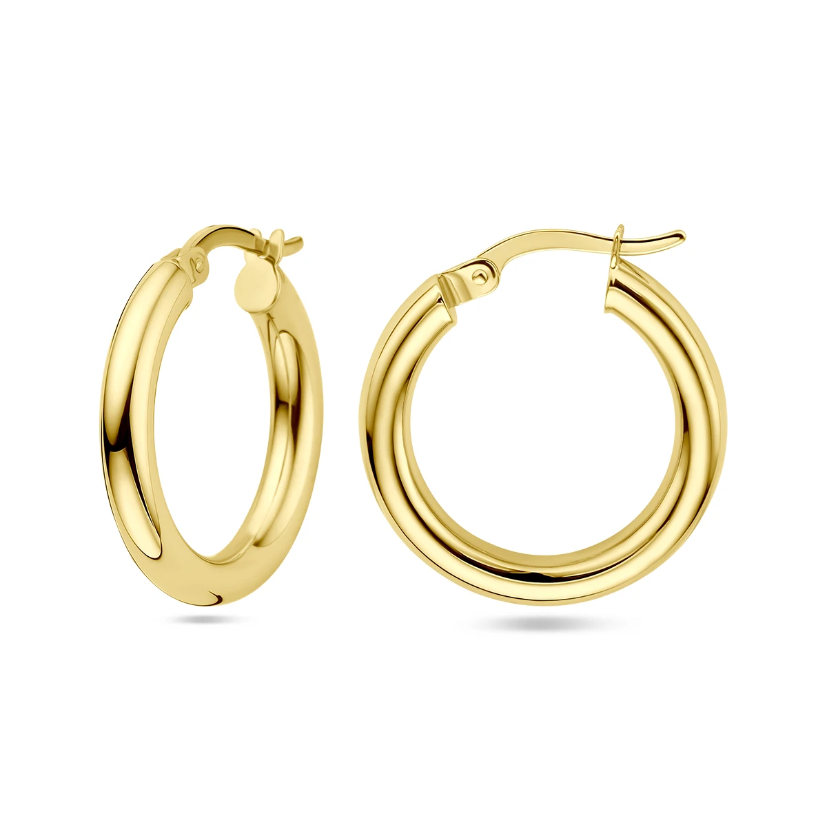 oorringen 3,0 mm ronde buis 14K geelgoud