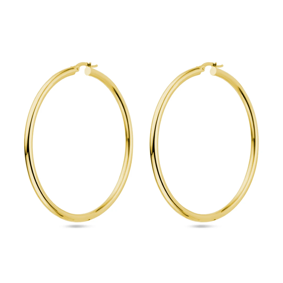 oorringen 3,0 mm ronde buis 14K geelgoud