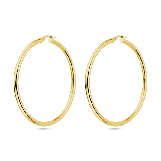 oorringen 3,0 mm ronde buis 14K geelgoud