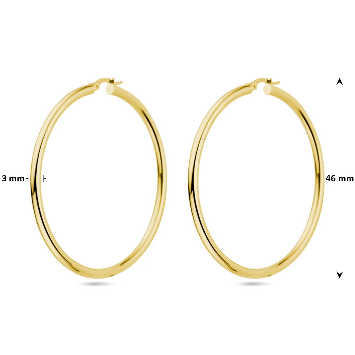 oorringen 3,0 mm ronde buis 14K geelgoud