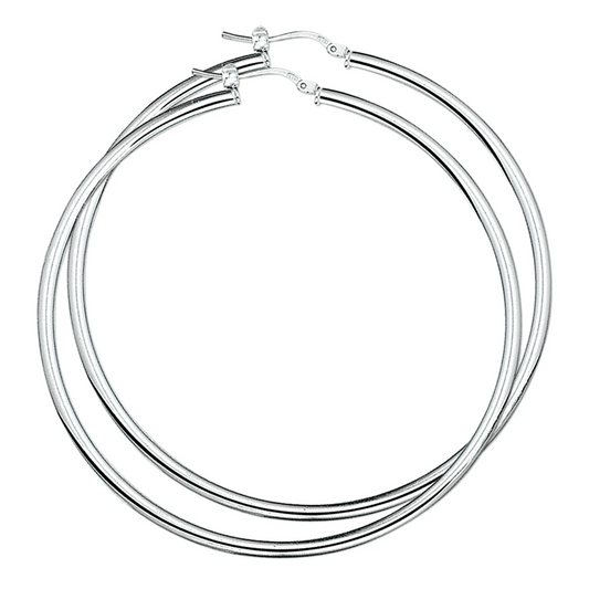 oorringen 3,0 mm ronde buis zilver gerhodineerd
