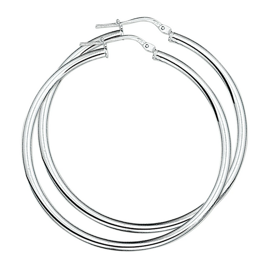 oorringen 3,0 mm ronde buis zilver wit
