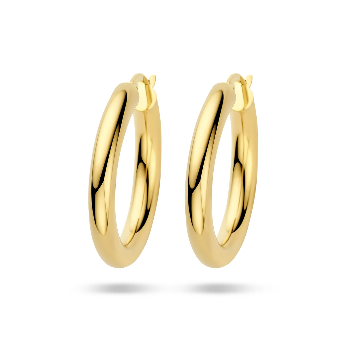 oorringen 4,0 mm ronde buis 14K geelgoud