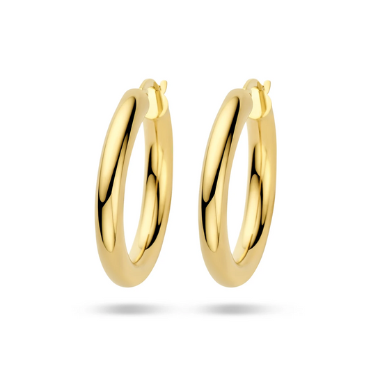 oorringen 4,0 mm ronde buis 14K geelgoud