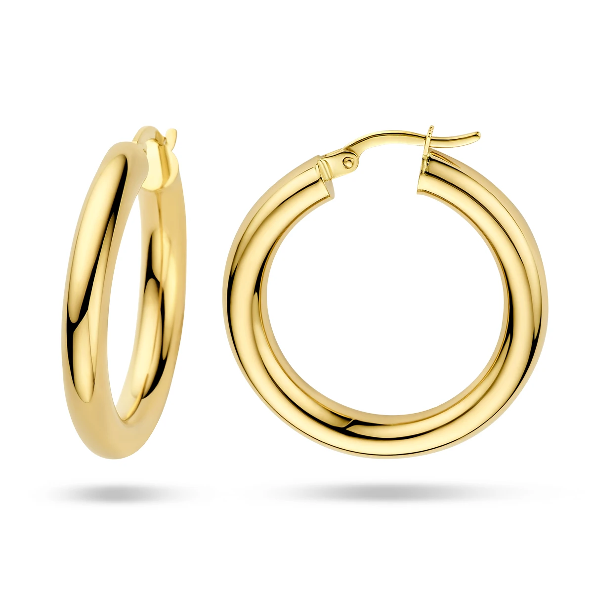 oorringen 4,0 mm ronde buis 14K geelgoud