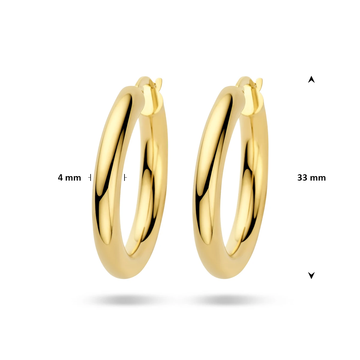 oorringen 4,0 mm ronde buis 14K geelgoud