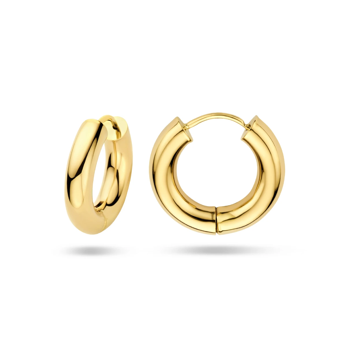 oorringen 4,0 mm ronde buis 14K geelgoud