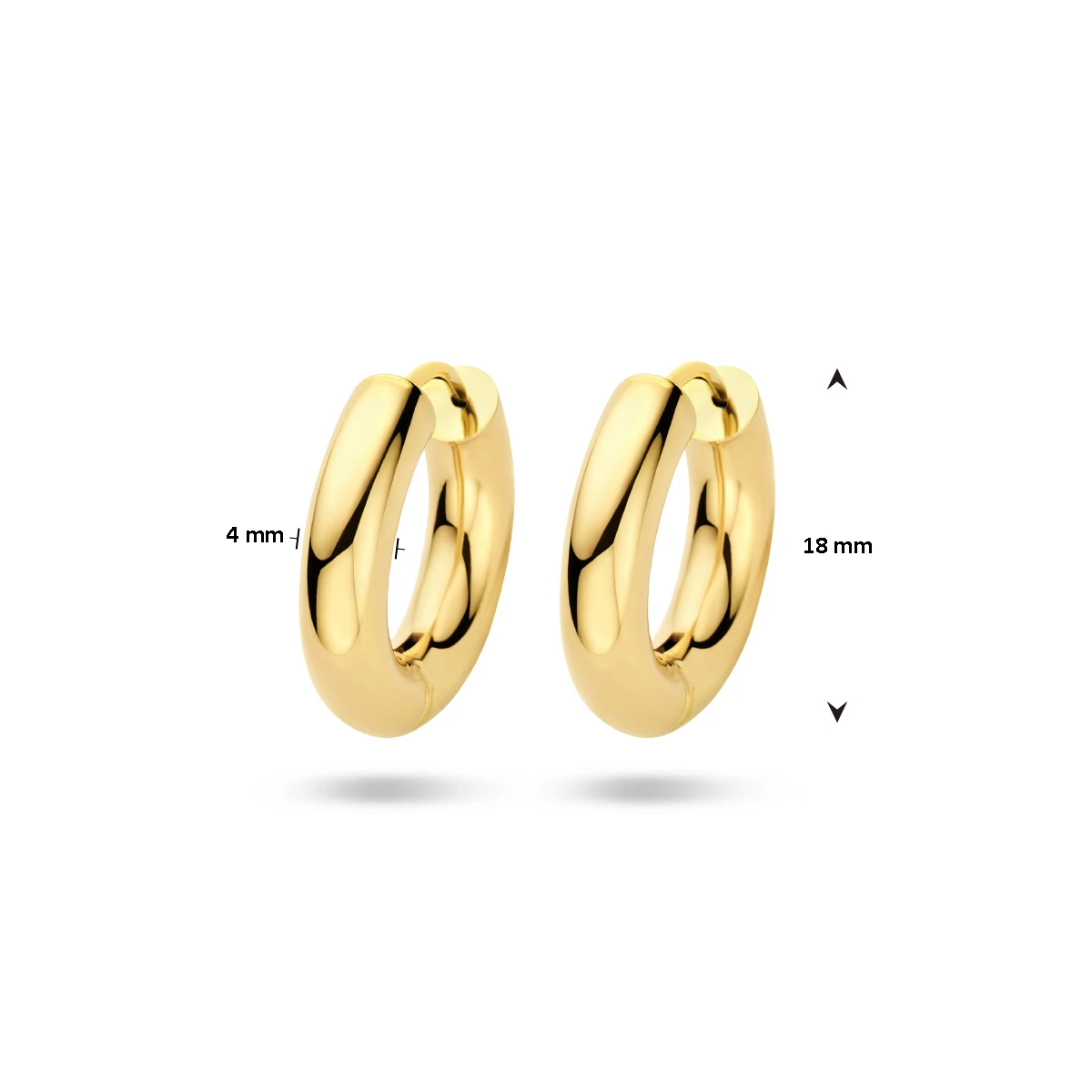 oorringen 4,0 mm ronde buis 14K geelgoud