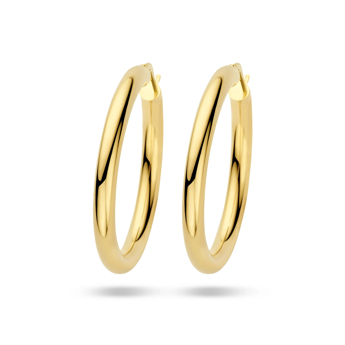 oorringen 4,0 mm ronde buis 14K geelgoud